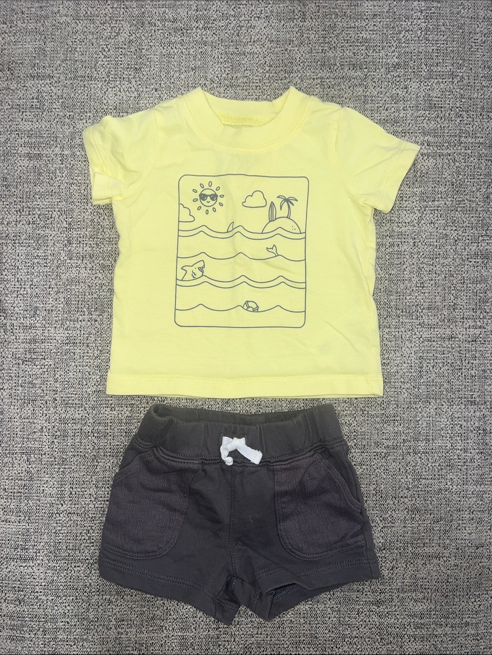 Carter's Yellow Graphic Tee and Charcoal Shorts Matching Set